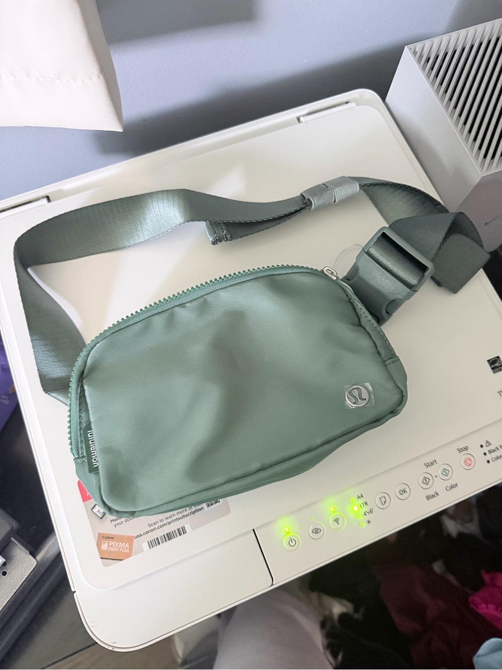 lululemon athletica muted sage green belt bag